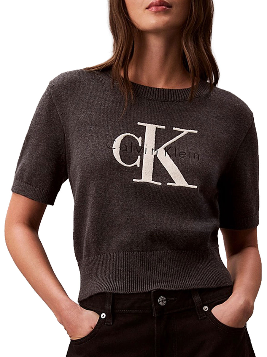 Girocollo Calvin Klein Donna Chunky Graphic Grigio Scuro