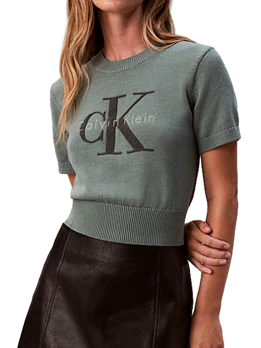 Girocollo Calvin Klein Donna Chunky Graphic Verde