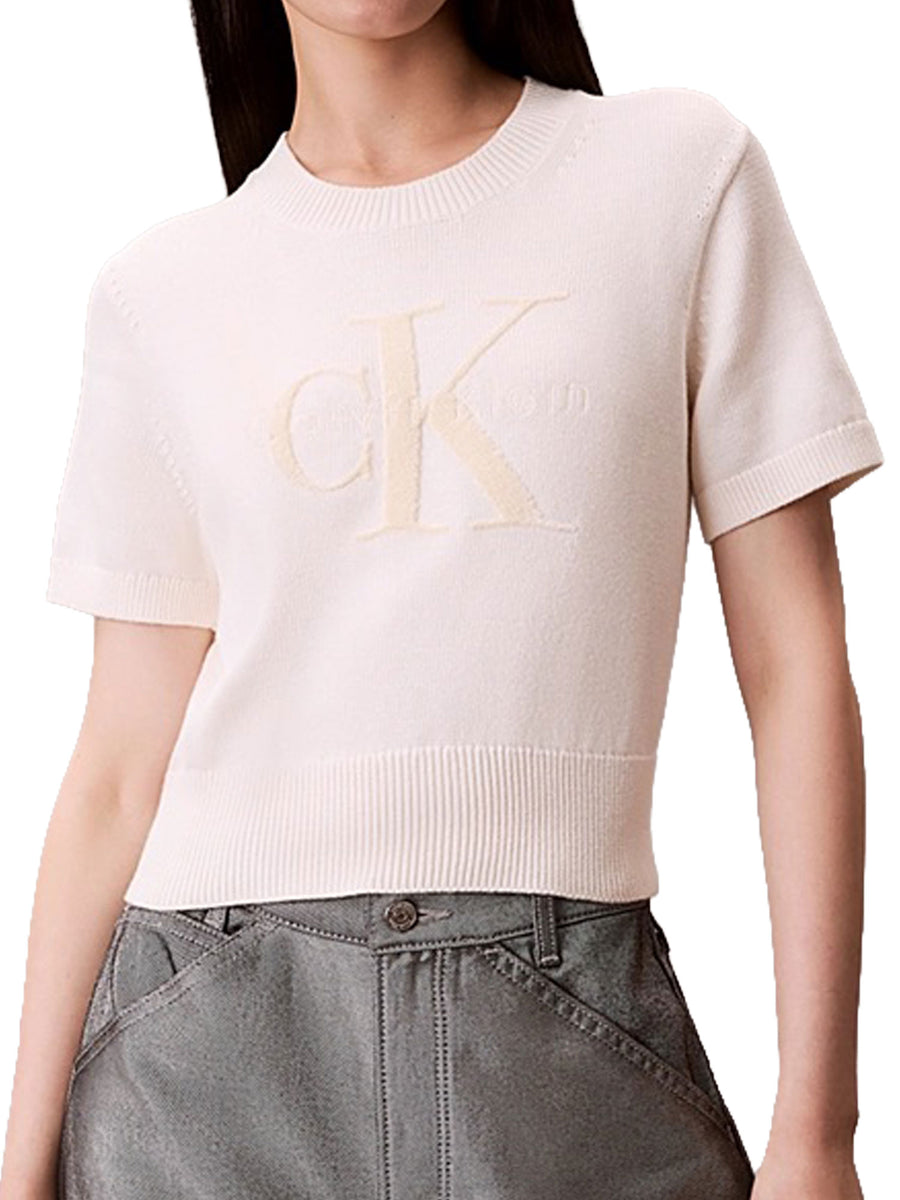 Girocollo Calvin Klein Donna Chunky Graphic Bianco