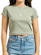 T-Shirt Calvin Klein Donna con Logo Baby Verde con sfumatura