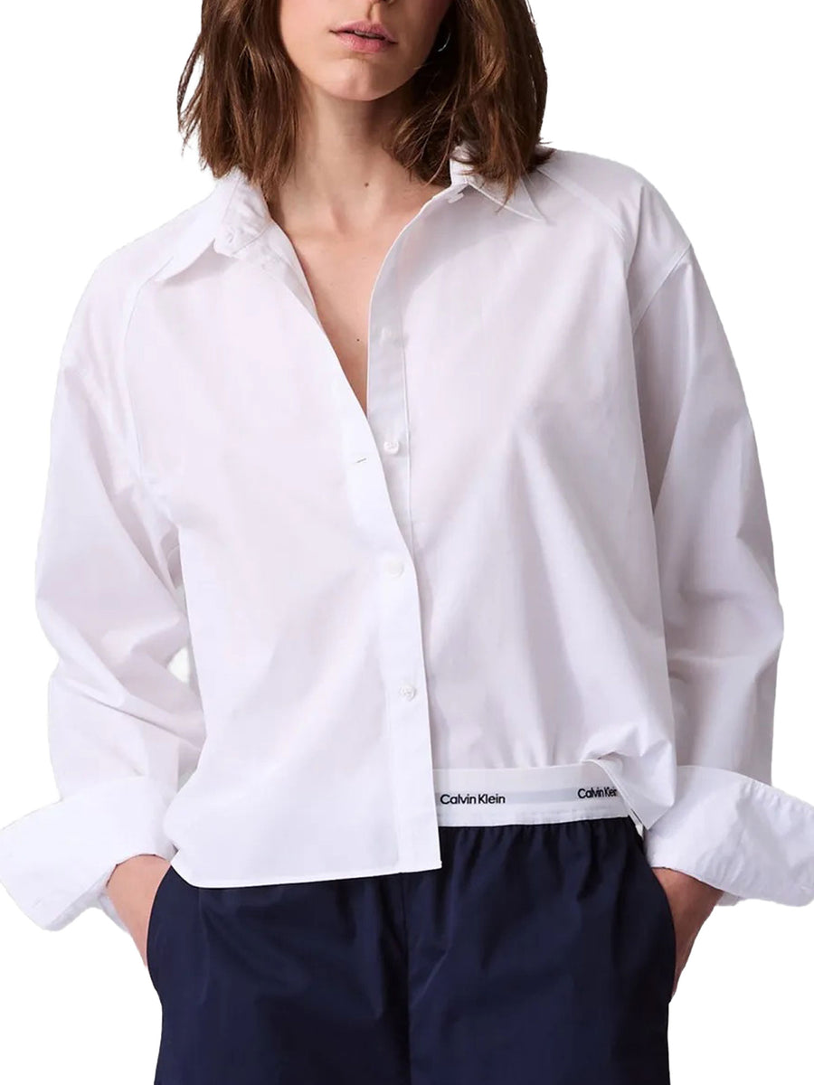 Camicia Calvin Klein Donna ml crop solid boxy
 Bianco