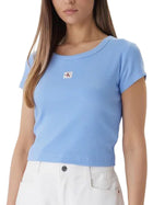 T-Shirt Calvin Klein Donna con etichetta Logo Baby Celeste