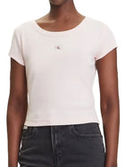 T-Shirt Calvin Klein Donna con etichetta Logo Baby Rosa