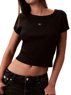 T-Shirt Calvin Klein Donna con etichetta Logo Baby Nero
