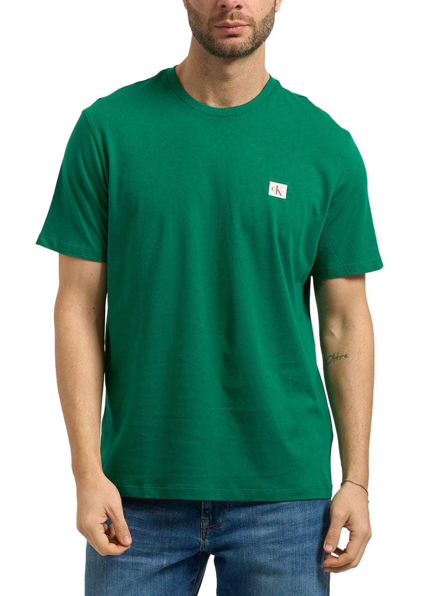 T-shirt Calvin Klein Jeans Uomo manica corta badge 30S jersey 
 Verde