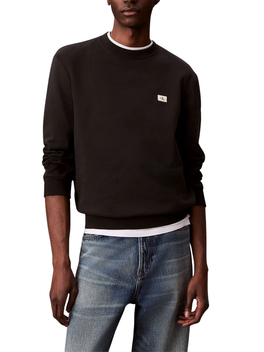 Felpa con maniche lunghe Calvin Klein Jeans modello badge 350terry nero