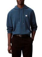 Felpa con cappuccio Calvin Klein Jeans modello badge 350terry blu