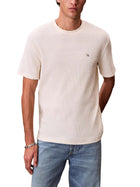 T-shirt Calvin Klein Jeans Uomo manica corta waffle badge Panna