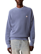 Maglia a girocollo con maniche lunghe Calvin Klein Jeans modello cotton waffle celeste