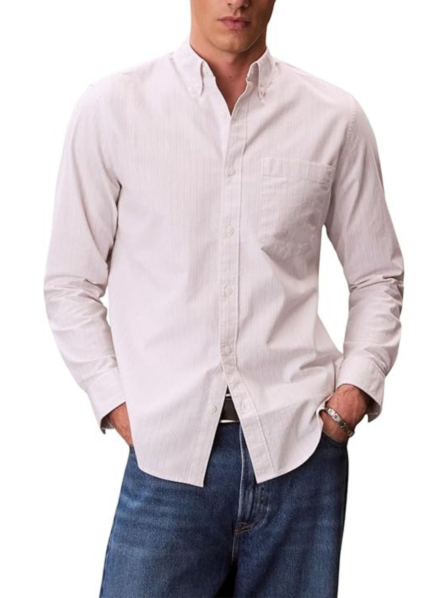 Camicia con maniche lunghe Calvin Klein Jeans modello crop oxford bianco