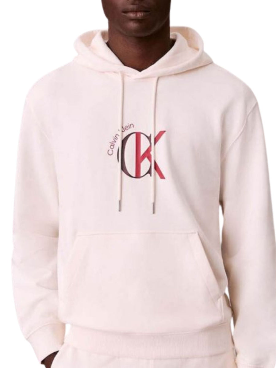 Felpa con cappuccio Calvin Klein Jeans modello graphic 350terry bianco