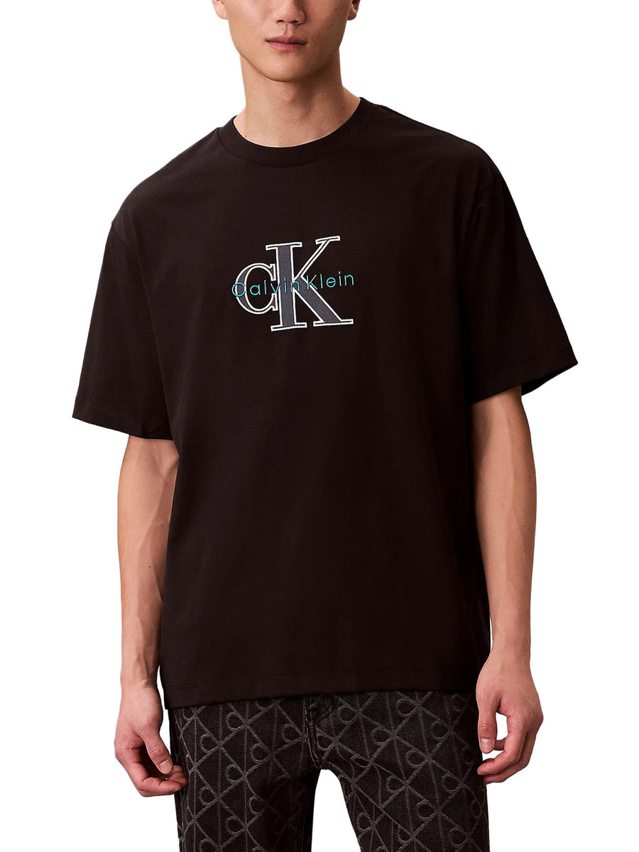 T-shirt Calvin Klein Jeans Uomo manica corta monologo graphic Nero