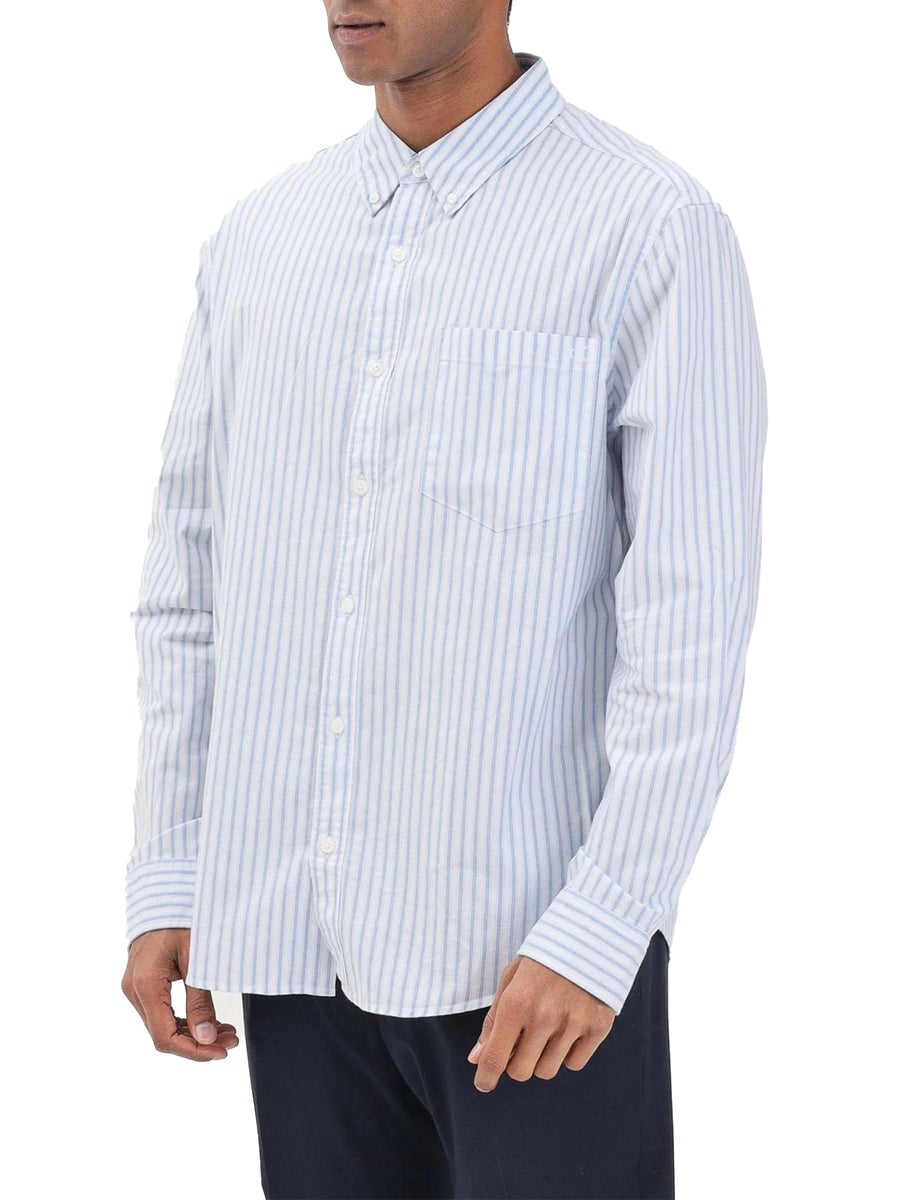 Camicia Calvin Klein uomo manica lunga stripe Oxford celeste/bianco