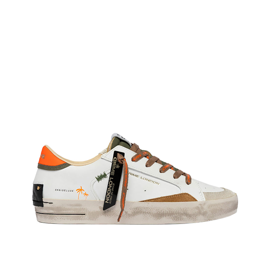 Sneakers Crime London uomo SK8 Deluxe Amber Tangerine bianco