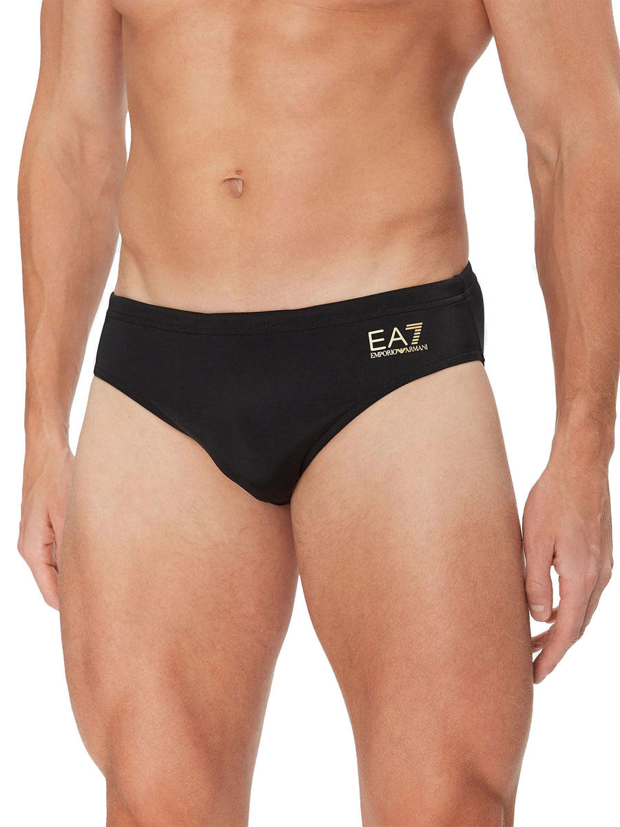 Slip mare EA7 in lycra nero/oro