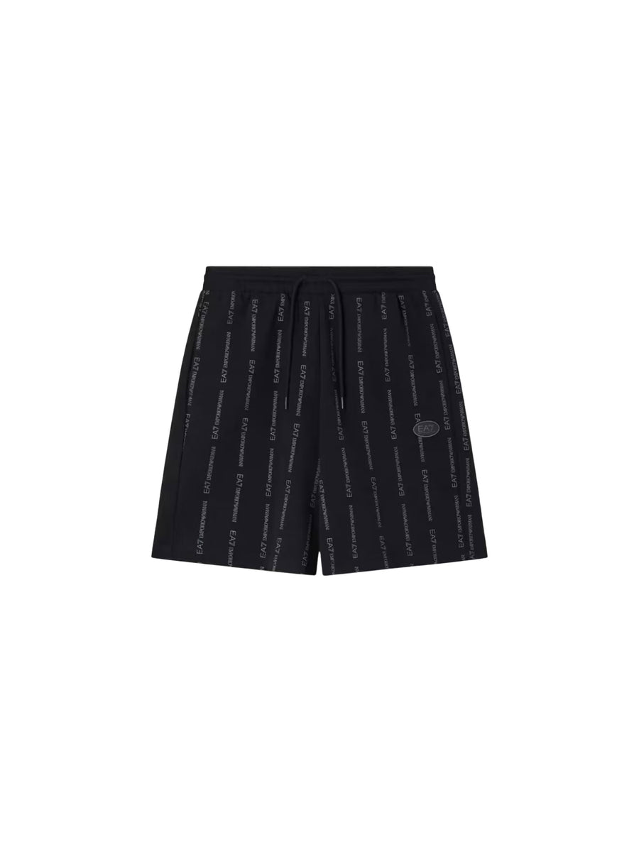 Short EA7 uomo stampa monogram nero