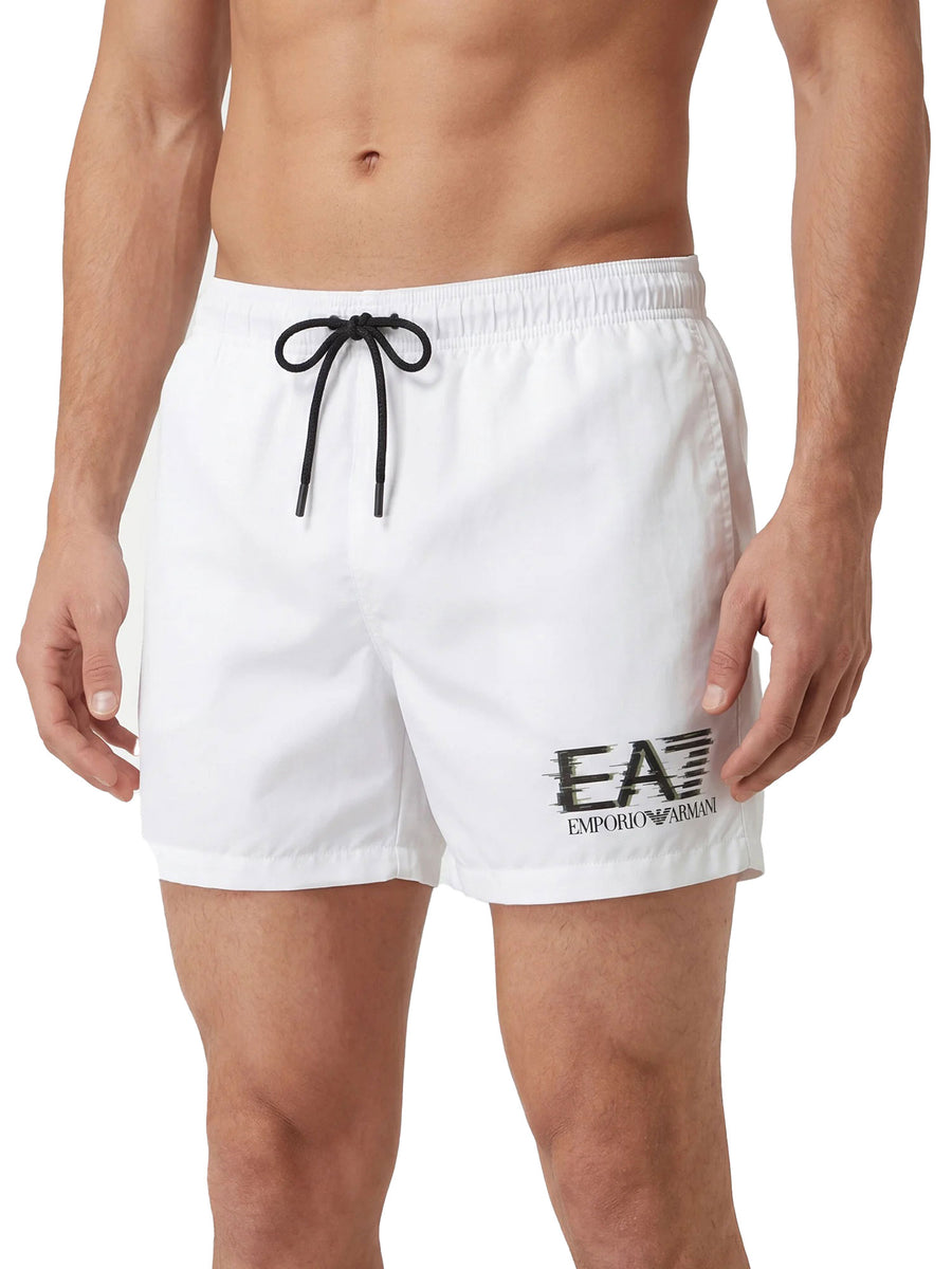 Boxer mare EA7 uomo logo stampa grafica bianco