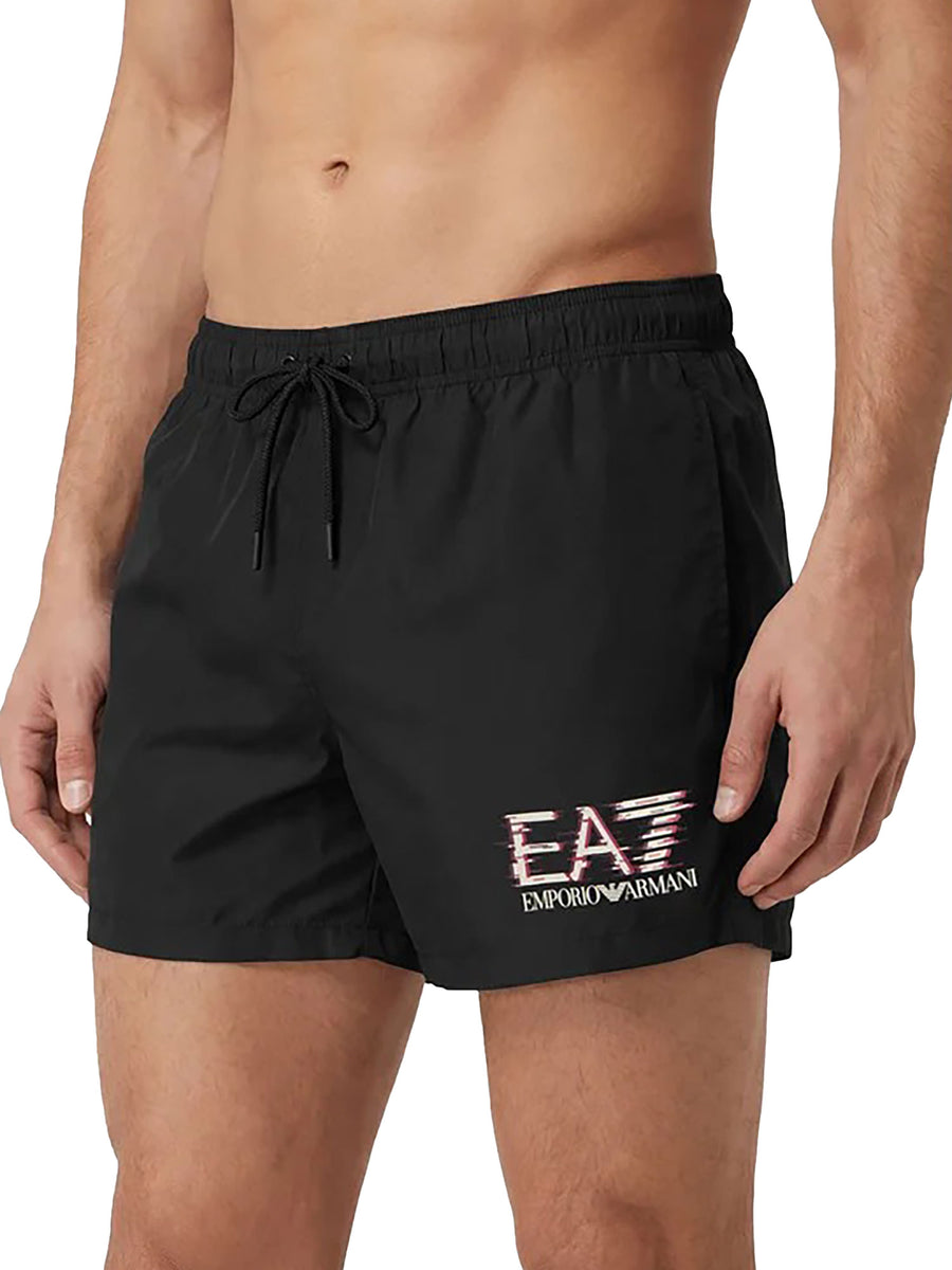 Boxer mare EA7 uomo logo stampa grafica nero