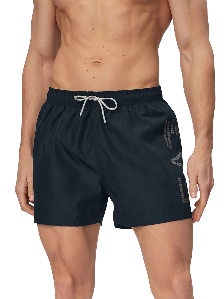 Boxer mare Swimming trunk EA7 Uomo con macro logo Nero/Argento