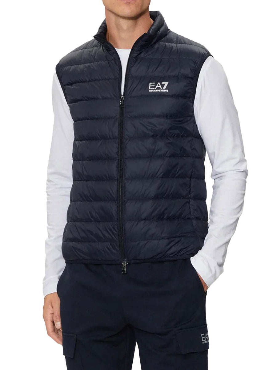 Smanicato EA7 uomo con zip Nylon blu