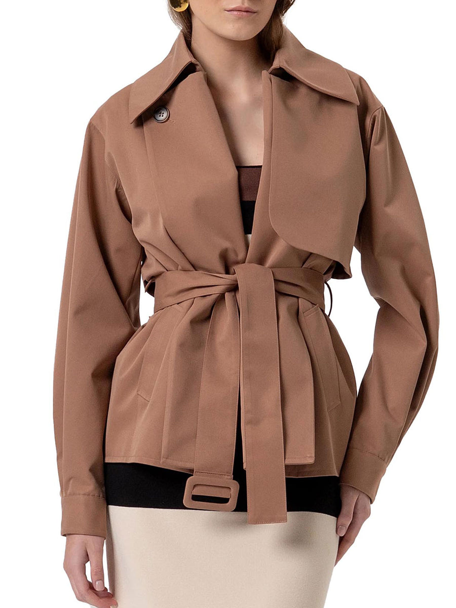 Cappotto Fracomina Donna over con cintura cacao