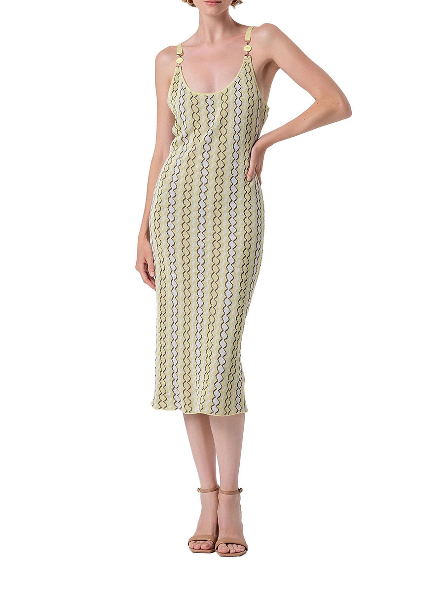 Abito Fracomina Donna smanicato midi in maglia multicolor