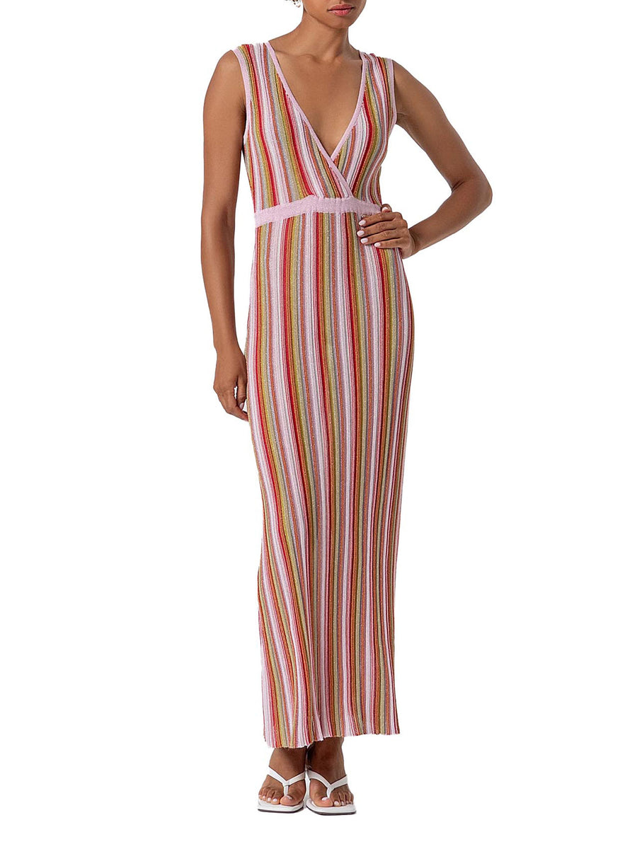 Abito Fracomina Donna smanicato midi in maglia lurex multicolor