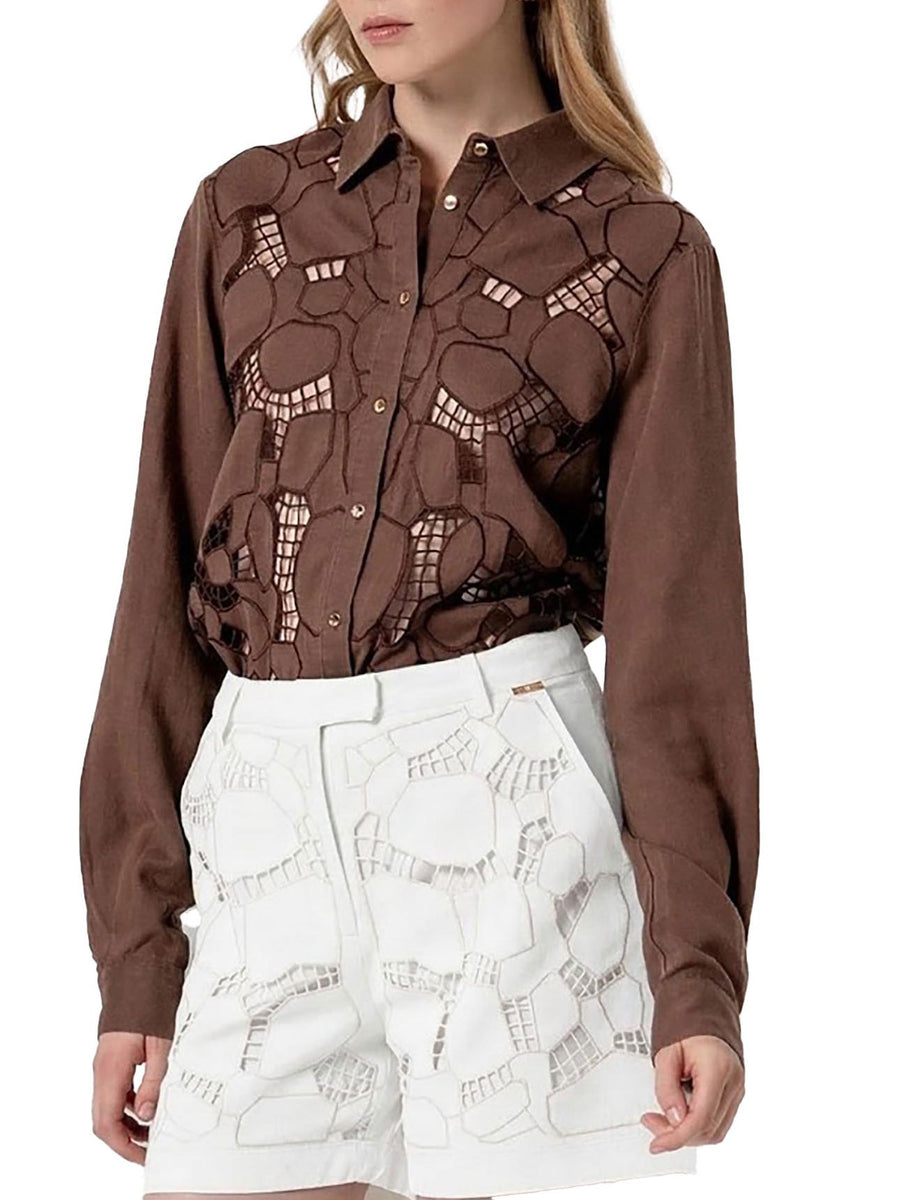 Shorts Fracomina Donna con ricami bianco