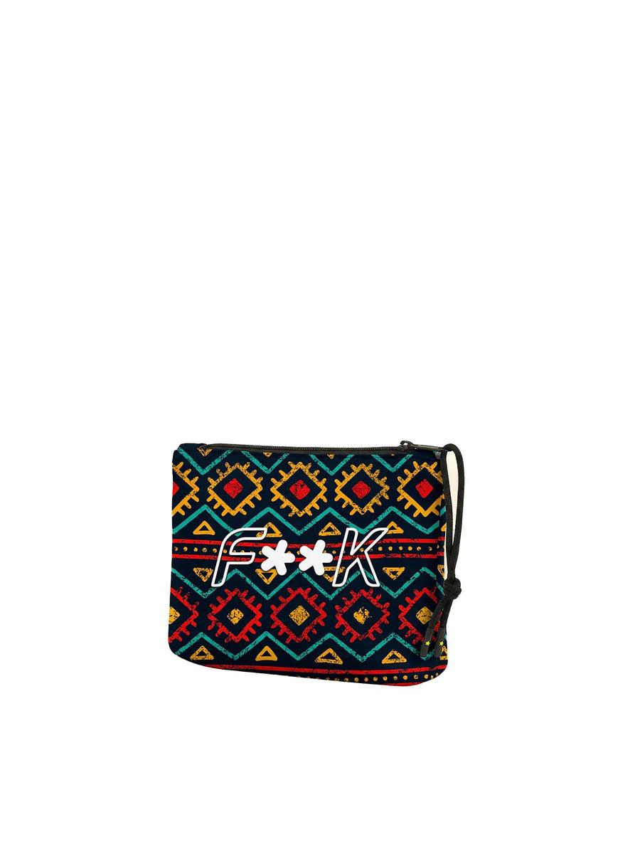 Pochette mare F**K uomo neoprene fantasia etnica multicolor