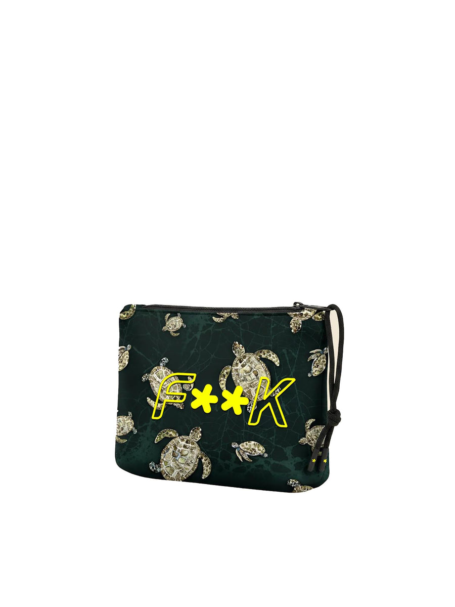 Pochette mare F**k uomo neoprene tartarughine verde