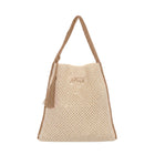 Borsa mare a spalla F**k Donna in rafia con nappina beige