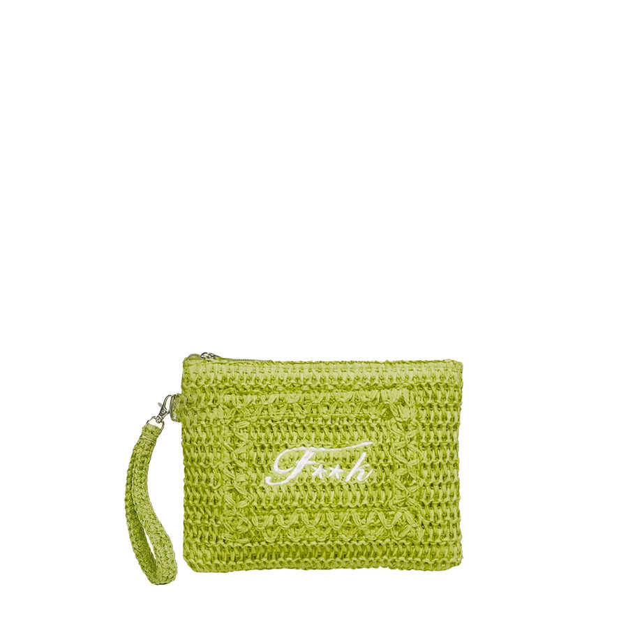 Pochette mare mini F**k Donna in rafia lime