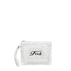 Pochette mare mini F**k Donna in rafia bianco