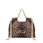 Borsa mare maxi F**k Donna con manici in corda fantasia maculata