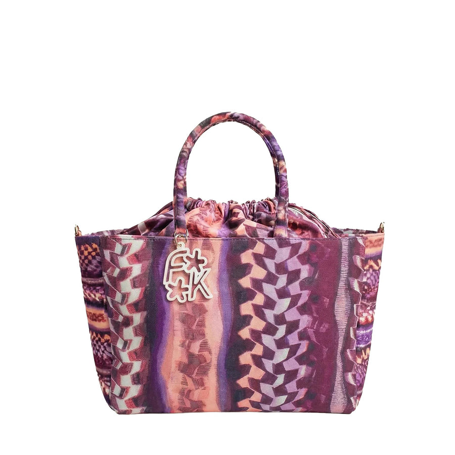 Borsa mare F**k Donna a spalla con tracolla fantasia viola/rosa