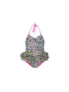 Monokini F**k Neonata stampato fantasia leopard multi