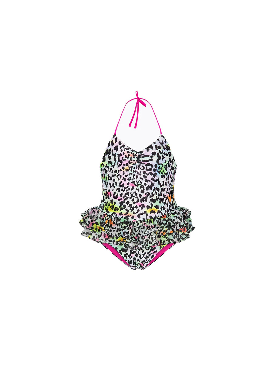 Monokini F**k Neonata stampato fantasia leopard multi