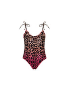 Monokini F**k Bambina stampato fantasia leopard rosa