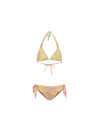 Bikini triangolo F**k Bambina con slip fisso fantasia palm giallo multi