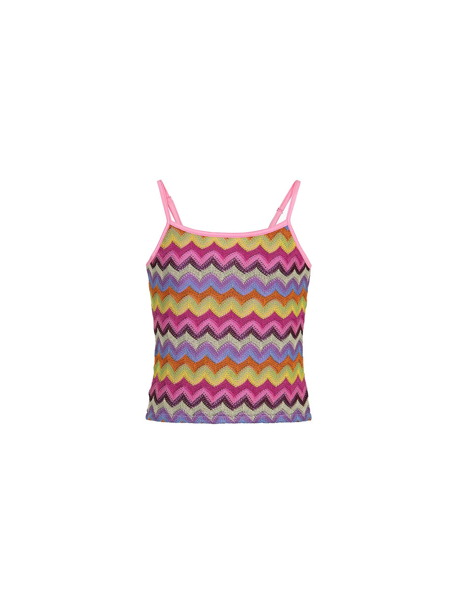 Canotta F**k Bambina stampata multicolor zig zag arcobaleno