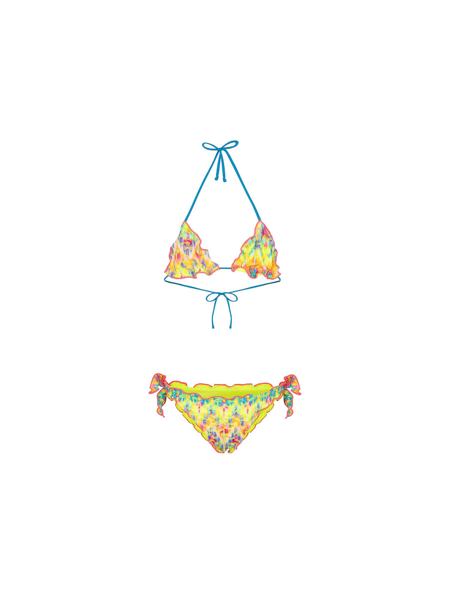 Bikini triangolo F**k Bambina con slip regolabile fantasia giallo