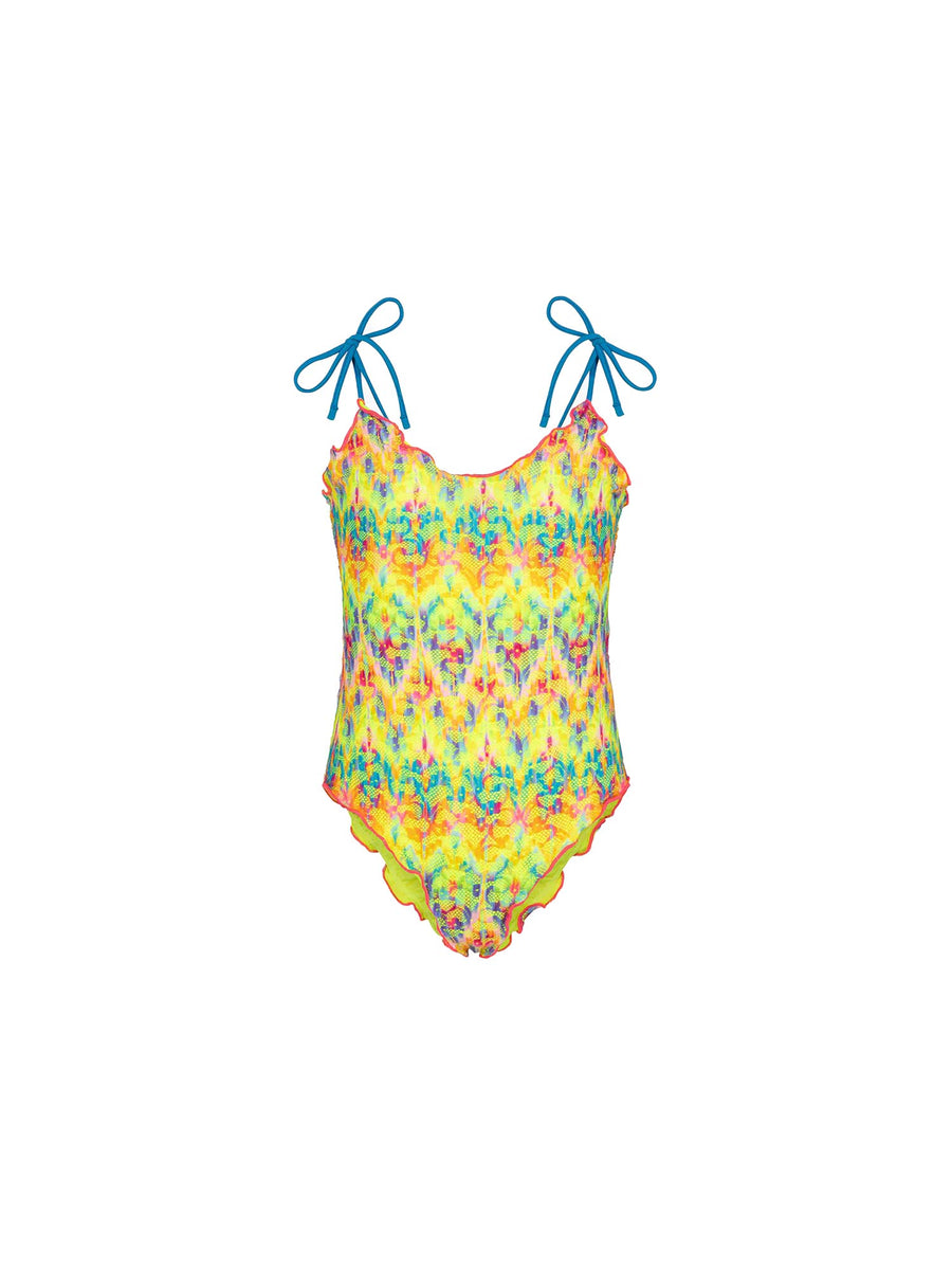 Monokini F**k Bambina stampato fantasia giallo multi