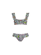 Bikini top F**k Bambina con slip fisso fantasia leopard multi