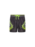 Shorts mare F**k Bambino stampato fantasia nero/giallo fluo