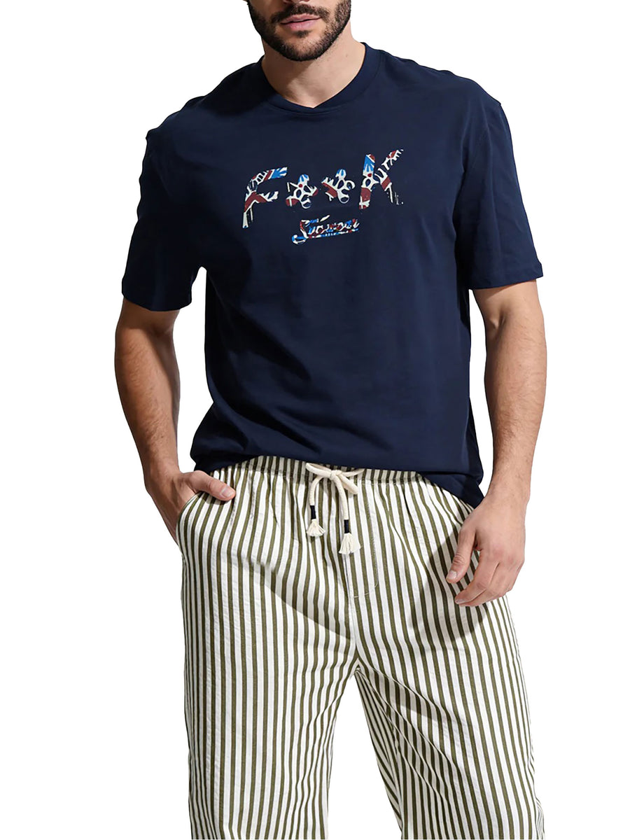T-shirt mare F**k uomo manica corta jersey blu