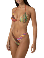Bikini F**k Donna triangolo con slip americano fantasia patchwork multicolor