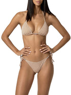 Bikini F**k Donna triangolo con slip regolabile lurex oro