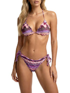 Bikini F**k Donna triangolo con slip regolabile fantasia bianco/viola
