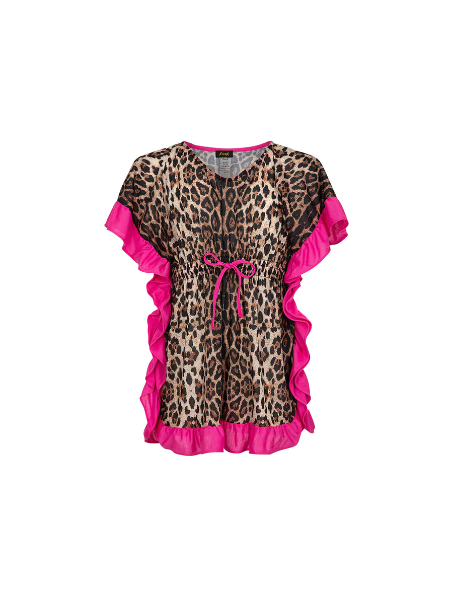 Caftano corto F**k Bambina fantasia leopard