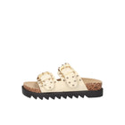 Sandalo Gold&Gold donna doppia fascia con borchie beige
